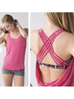 Lululemon Free to Be Wild Tank in Bon Bon Pink So Fly Butterfly Angel Wing 6 NWT